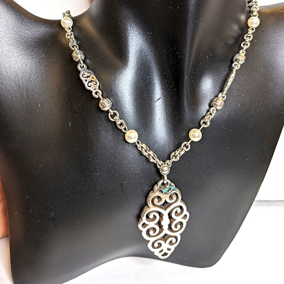 Brighton Geneva Pearl Bead Silver Plated Pendant Necklace - Picture 1 of 7